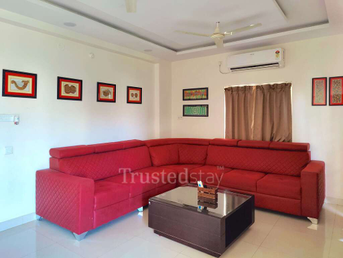 Bedroom one of Plot 635 TrustedStay Service Apartment in Madhapur Hyderabad